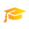 Orange graduation cap icon